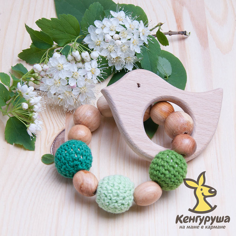 Прорезыватель для зубов с игрушкой, птичка